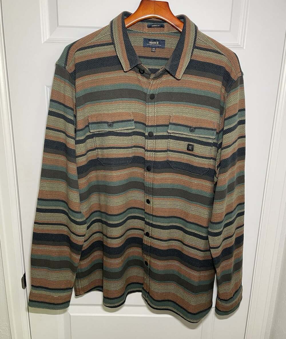 Roark Nordsman Mens XXL Shirt/Jacket Shacket Cotton Snap Button Elbow Patch Fall